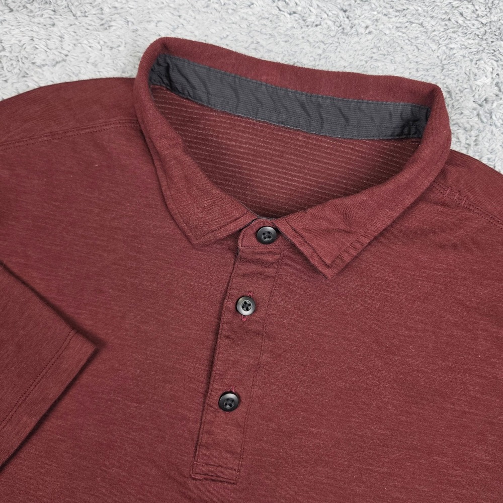 Lululemon Evolution Polo Shirt Mens M Burgundy Heathered Short Sleeve Athletic - Picture 4 of 10